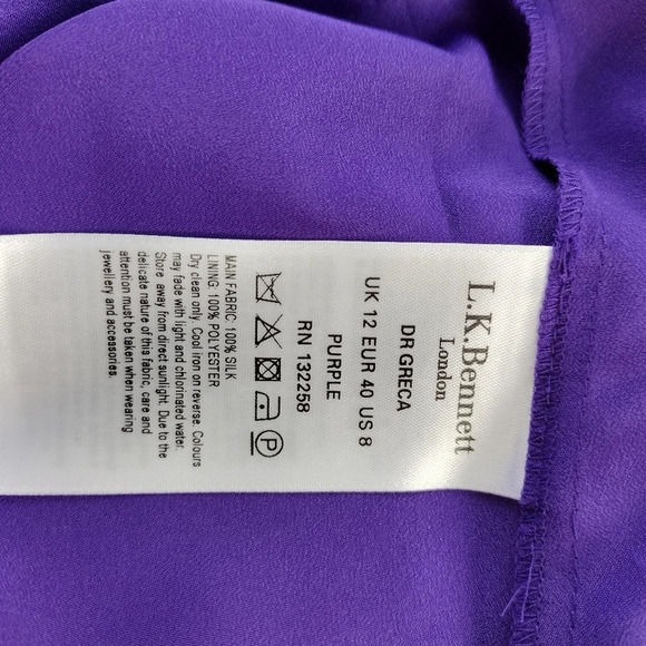 NWT LK Bennett UK12 Eur40 US8 Purple silk chiffon sleeveless Greca dress - Picture 5 of 8